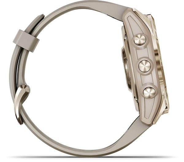 Smart Watch Garmin Fenix 7S Sapphire Solar Cream Gold Titanium/Light Sand Band Lateral view