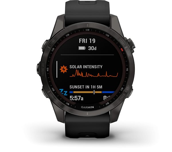 Smart Watch Garmin Fenix 7S Sapphire Solar Carbon Grey DLC Titanium/Black Band Screen