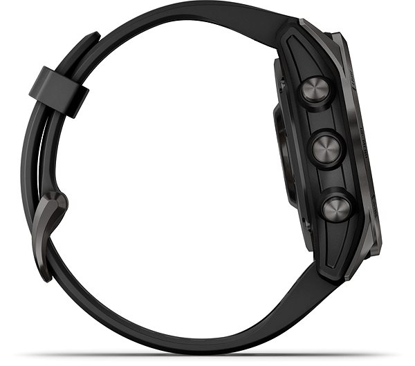 Smart Watch Garmin Fenix 7S Sapphire Solar Carbon Grey DLC Titanium/Black Band Lateral view