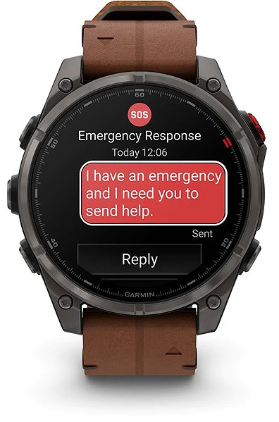 Smart Watch Garmin Fenix 8 Pro 47mm AMOLED Sapphire Carbon grey DLC titanium/Chestnut leather ...