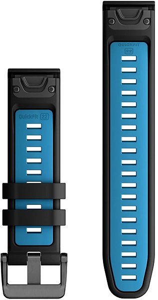 Armband Garmin Silicone QuickFit 22 - Black/Cirrus Blue ...