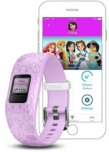 Okoskarkötő Garmin vívofit junior2 Disney Princess Purple Jellemzők/technológia