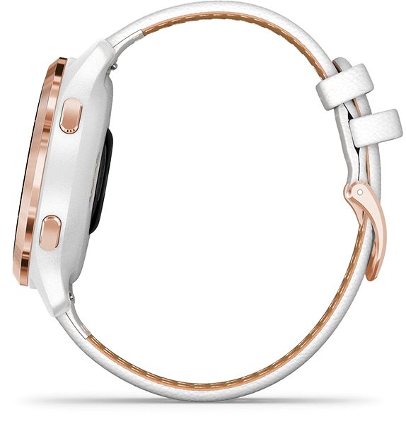 Smart Watch Garmin Venu 2S Rose Gold/White Leather Band Lateral view