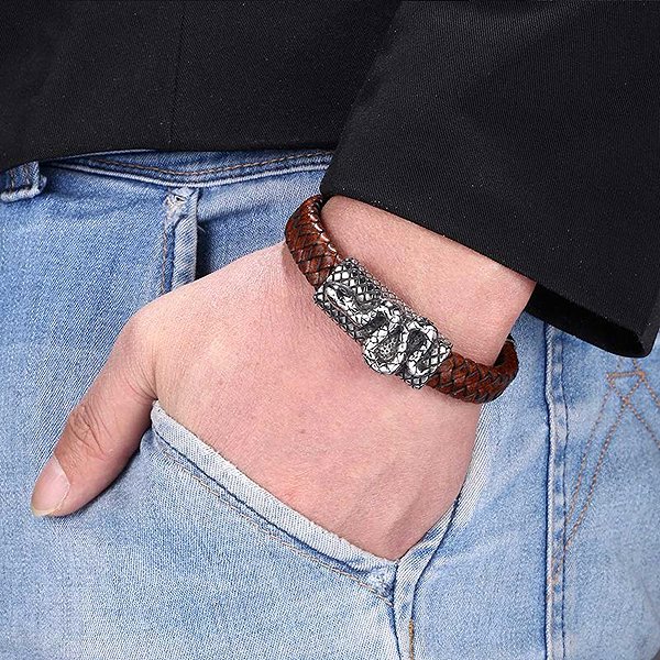 Predator Q1 Cliffstone Men's Cobra Bracelet, brown 19.5cm.