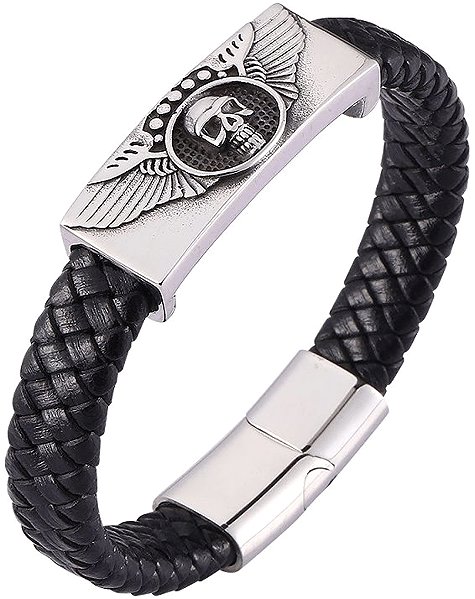 Predator Q1 Sprucewood men's bracelet Skull, black 20.5cm.