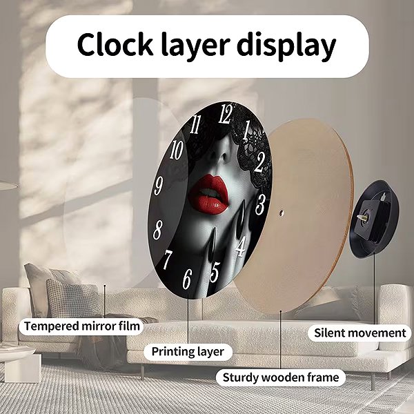 Wall Clock Predator Q1 Wall clock female face with red lips, 30 cm × 30 cm ...