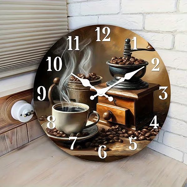 Wall Clock Predator Q1 Wall Clock, Coffee and Roses, 30 cm × 30 cm ...