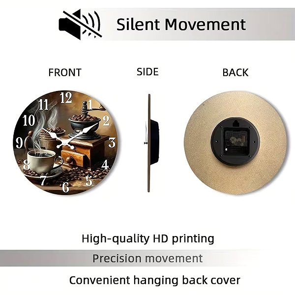 Wall Clock Predator Q1 Wall Clock, Coffee and Roses, 30 cm × 30 cm ...