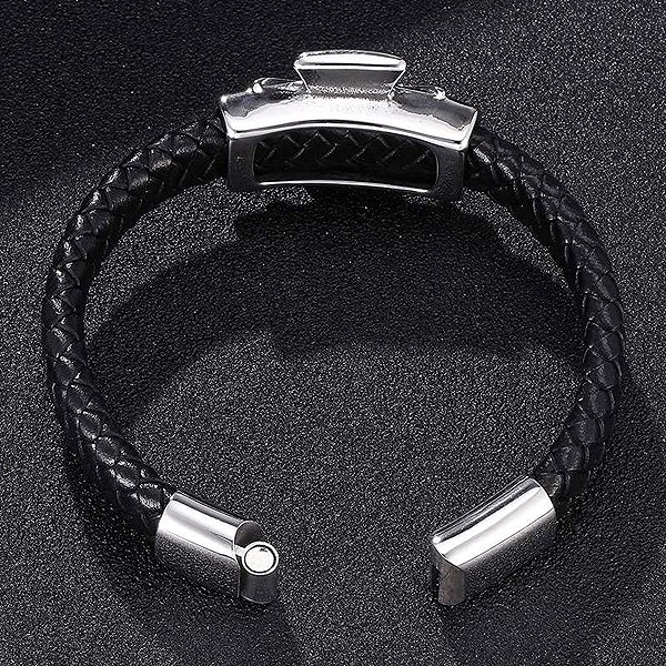 Predator Q1 PD0276 Cross and Skull Leather Bracelet 23cm .