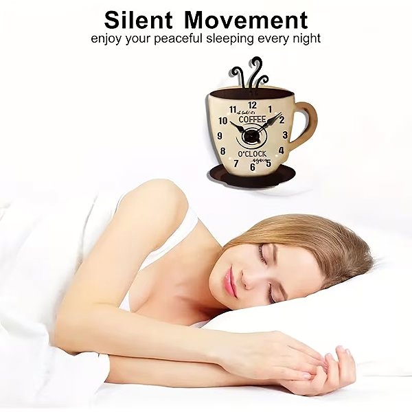Wall Clock Predator Q1 Wall Clock Coffee O'Clock in the shape of a coffee cup 23 cm × 28 cm ...
