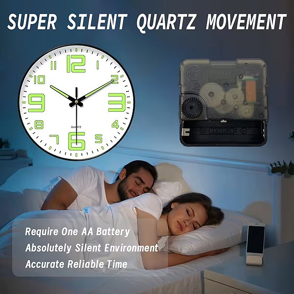 Wall Clock Predator Q1 Modern phosphor wall clock black, 25 cm × 25 cm ...