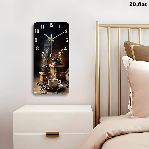 Wall Clock Predator Q1 Wall Clock with Retro Coffee Maker and Cup Design, 40 cm × 20 cm ...