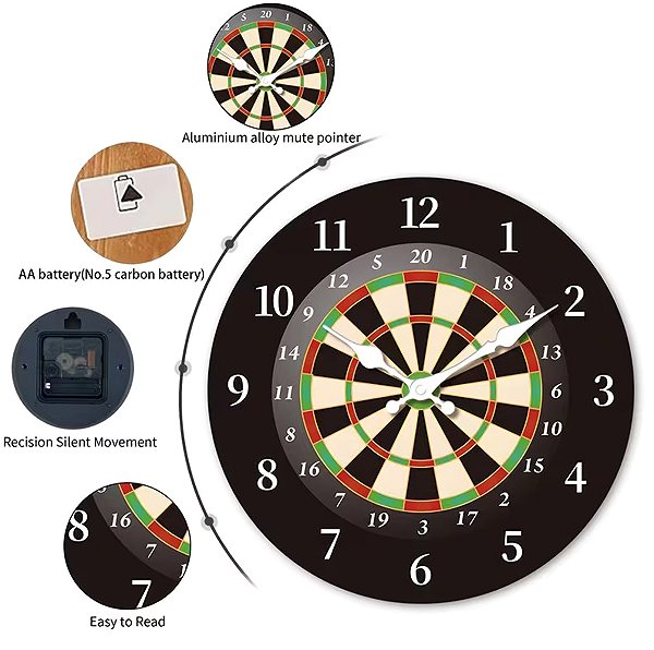 Wall Clock Predator Q1 Wall clock with target and arrow 35 cm × 35 cm ...