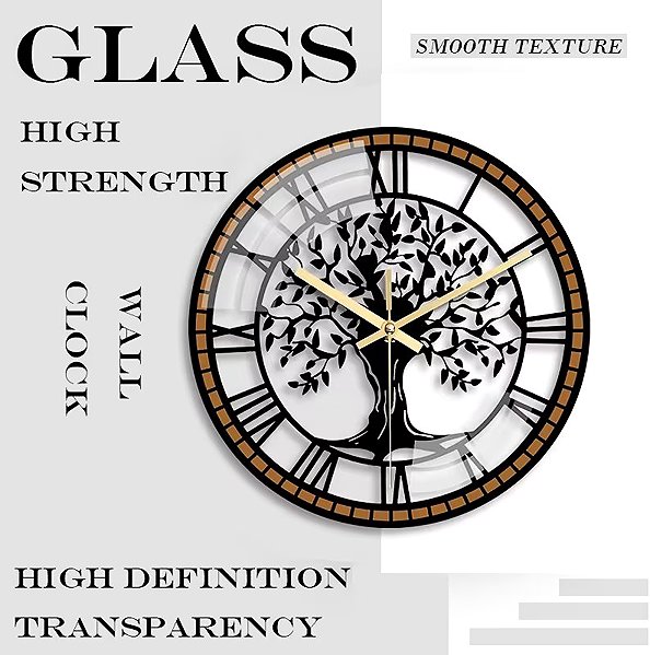 Wall Clock Predator Q1 Wall clock with Roman numerals, tree of life 30 cm × 30 cm ...