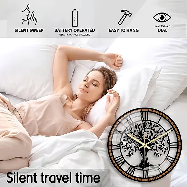 Wall Clock Predator Q1 Wall clock with Roman numerals, tree of life 30 cm × 30 cm ...