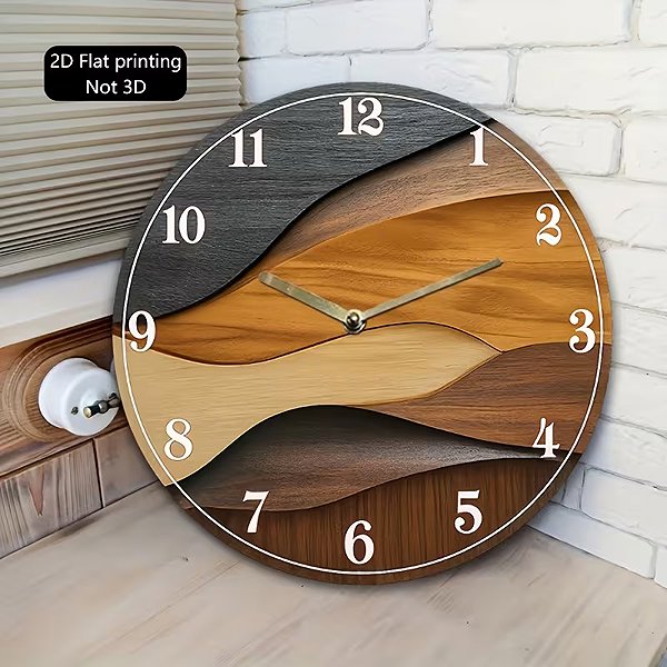Wall Clock Predator Q1 Rustic modern wooden wall clock, black and gold face 40 cm × 40 cm ...