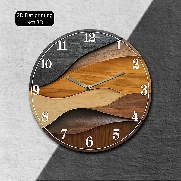 Wall Clock Predator Q1 Rustic modern wooden wall clock, black and gold face 40 cm × 40 cm ...