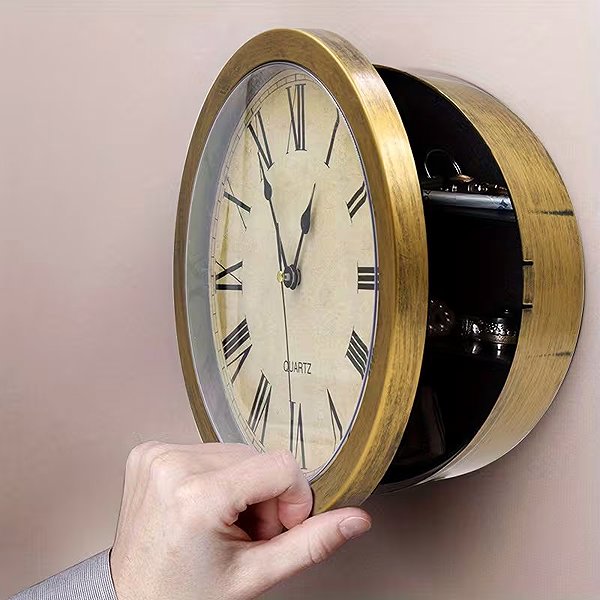 Wall Clock Predator Q1 Retro wall clock, storage clock with safe and jewellery compartment 25 cm × 25 cm ...