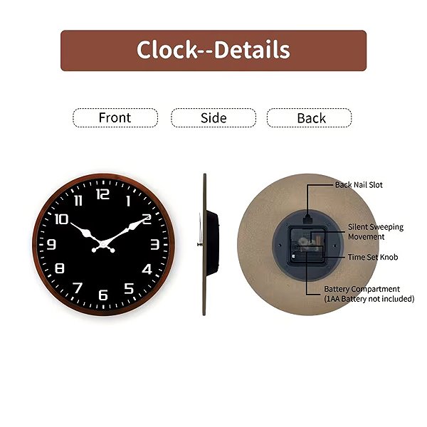 Wall Clock Predator Q1 Wall Clock - mnimalistic black and white design, black 30 cm × 30 cm ...