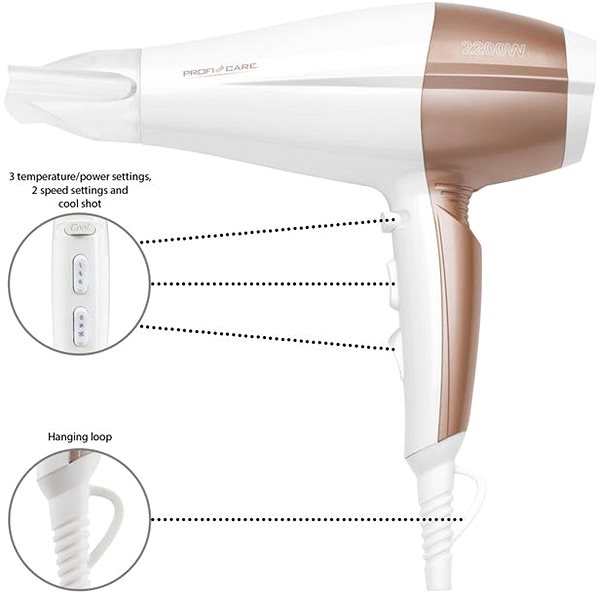 Hair Dryer ProfiCare HT 3010, White ...