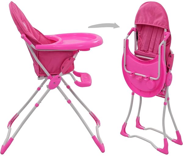 Stolička na kŕmenie Detská jedálenská stolička ružovo-biela Vlastnosti/technológia