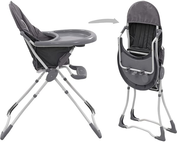 Stolička na kŕmenie Detská jedálenská stolička sivo-biela Vlastnosti/technológia