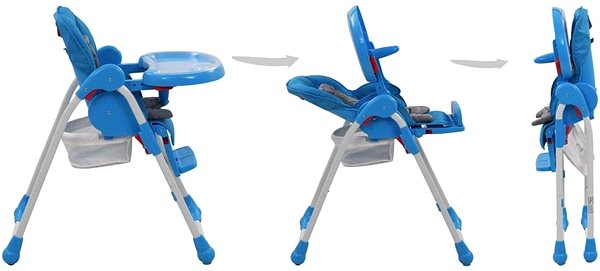 Stolička na kŕmenie Detská jedálenská stolička modro-sivá Vlastnosti/technológia