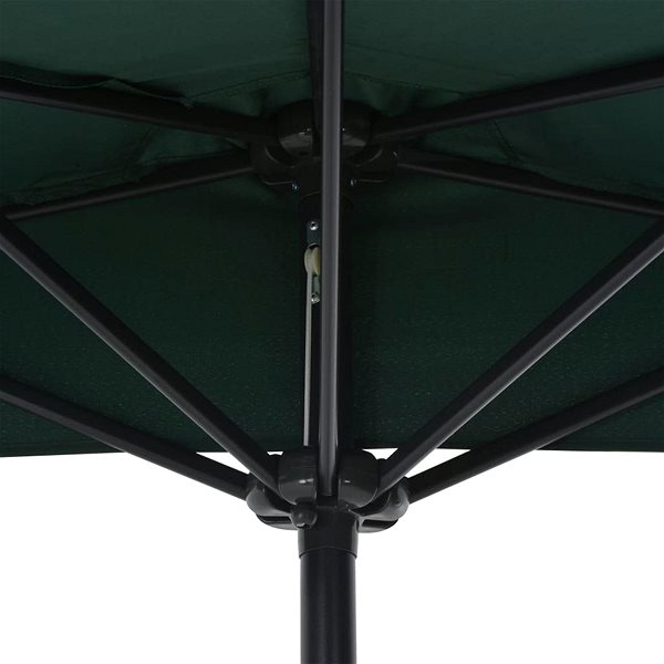 Slnečník SHUMEE Slnečník na balkón, hliníková tyč, zelený 270 × 135 cm polkruh 44588 Vlastnosti/technológia