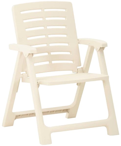 Záhradná stolička SHUMEE Stolička záhradná, plast, biela – 2 ks v balení 315836 Bočný pohľad