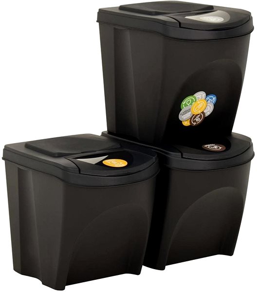 Odpadkový kôš Stohovateľné odpadkové koše 3 ks antracitové 75 l 316184 Vlastnosti/technológia