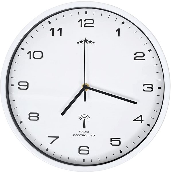 Nástenné hodiny Rádiom riadené nástenné hodiny so strojčekom Quartz 31 cm biele Screen