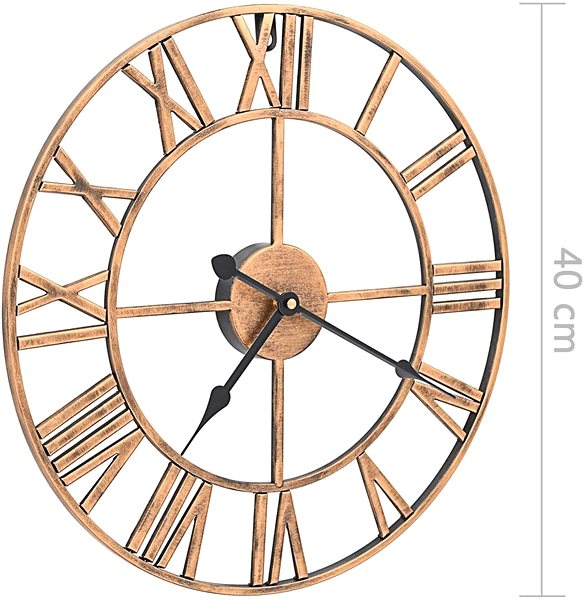 Nástenné hodiny Nástenné hodiny kovové 40 cm zlaté Technický nákres