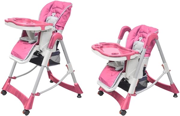Stolička na kŕmenie Detská vysoká stolička výškovo nastaviteľná Deluxe, ružová Vlastnosti/technológia