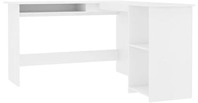 Písací stôl Rohový písací stôl biely 120 × 140 × 75 cm drevotrieska 800747 ...