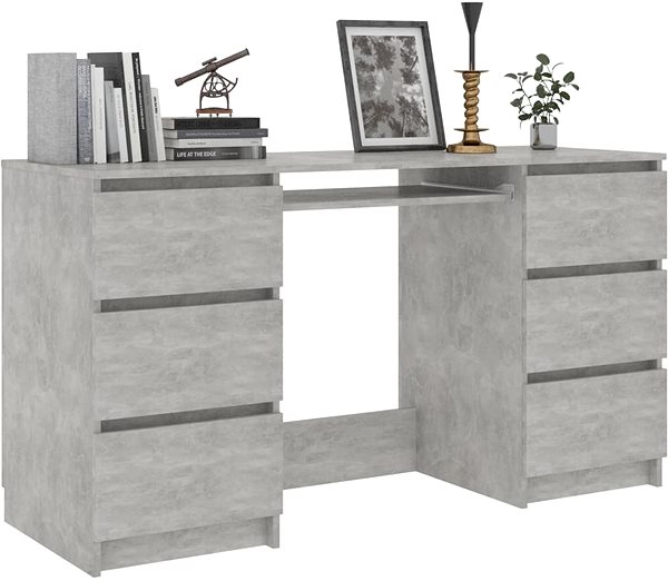 Písací stôl Písací stôl betónovo sivý 140 × 50 × 77 cm drevotrieska 800814 ...
