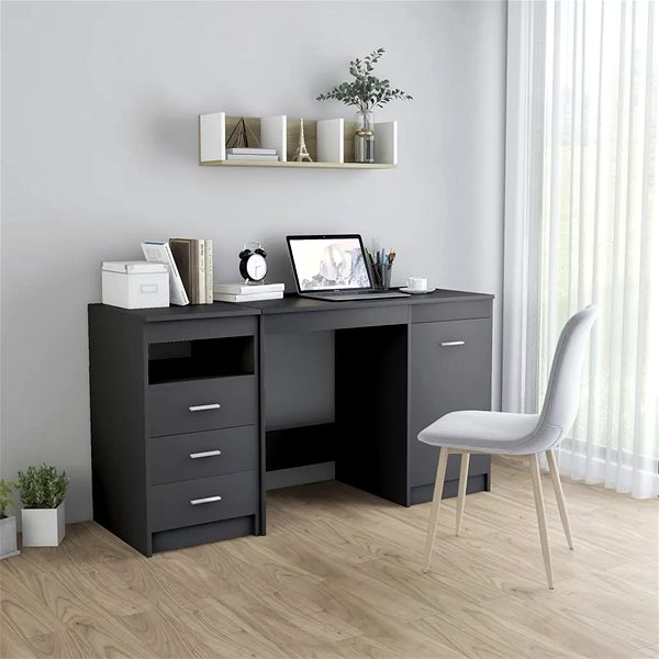Písací stôl Písací stôl sivý 140 × 50 × 76 cm drevotrieska 3054782 ...