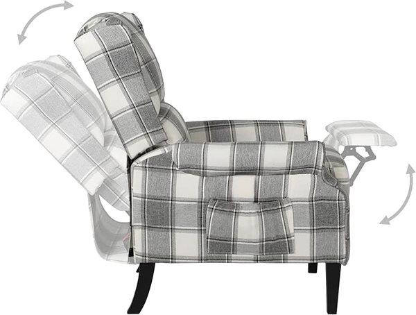 Kreslo Polohovacie kreslo biele a sivé textil, 329306 ...