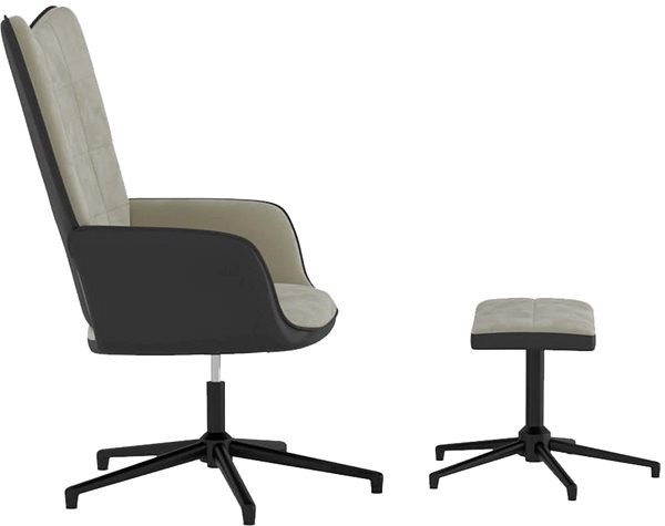 Kreslo Relaxačné kreslo so stoličkou svetlo sivé zamat a PVC, 327842 ...