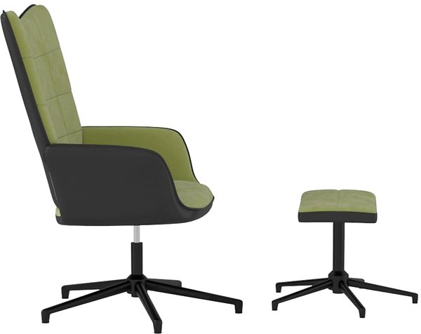 Kreslo Relaxačné kreslo so stoličkou svetlo zelené zamat a PVC, 327845 ...