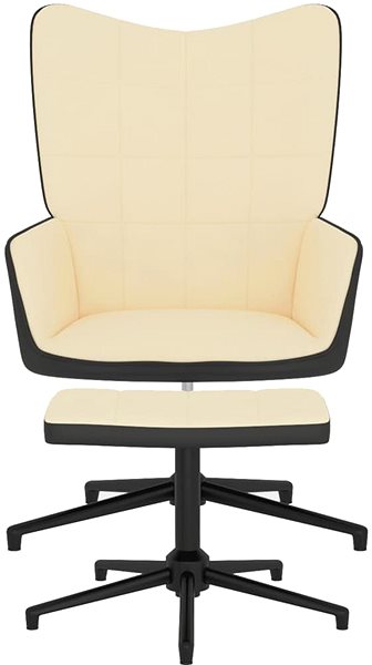 Kreslo Relaxačné kreslo so stoličkou krémovo biele zamat a PVC, 327851 ...
