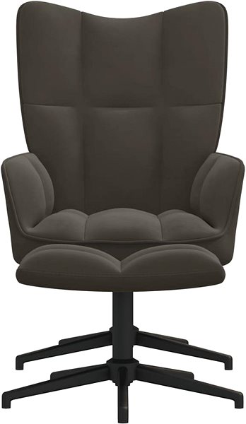 Kreslo Relaxačné kreslo so stoličkou tmavo sivé zamat, 328107 ...