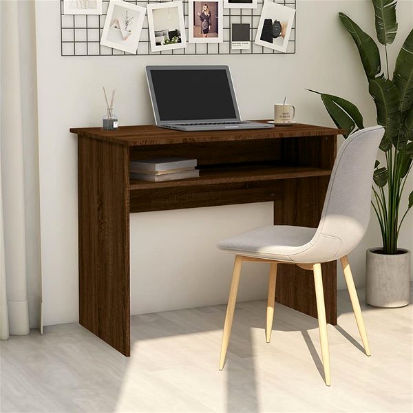Písací stôl SHUMEE Písací stôl hnedý dub 90 × 50 × 74 cm kompozitné drevo ...