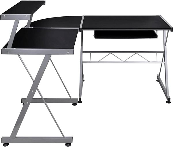 Písací stôl SHUMEE Rohový počítačový stôl čierny 132 × 112 × 99 cm kompozitné drevo ...
