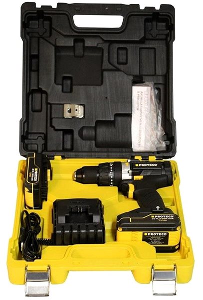 Aku vŕtačka PROTECO PROTECO 51.10-AV-20-03 vŕtačka s príklepom akumulátorová 2 – 13 mm 20 V, 2 akumulátory Obal/škatuľka