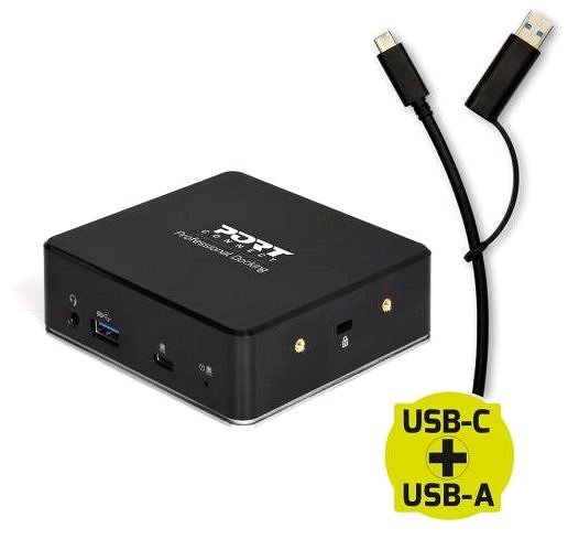 Docking Station PORT CONNECT Docking Station 8-in-1 USB-C, USB-A, Dual Video, HDMI, Ethernet, Audio, USB 3.0 Connectivity (ports)
