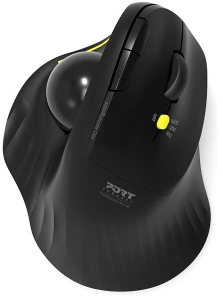 PORT CONNECT ERGONOMIC TRACKBALL Mouse, Black.