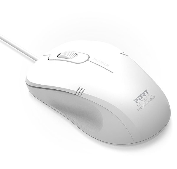 PORT CONNECT Pro Lite Mouse, USB-A, White.