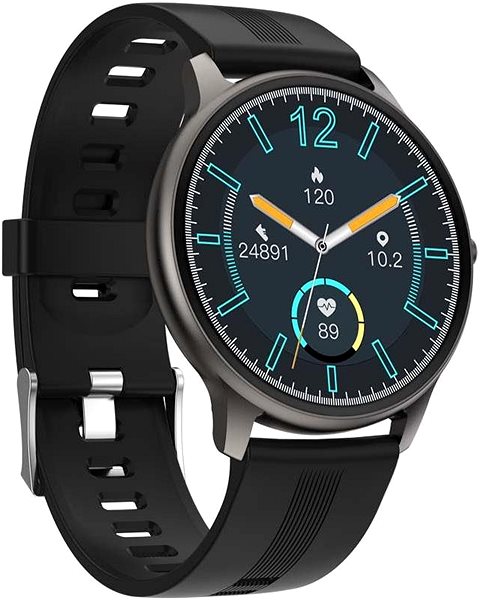 Smart Watch Printwell PW-103, Black with Black Strap Lateral view