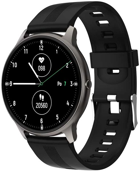 Smart Watch Printwell PW-103, Black with Black Strap Lateral view
