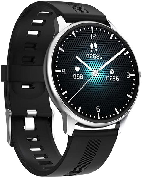 Smart Watch Printwell PW-103, Silver with Black Strap Lateral view
